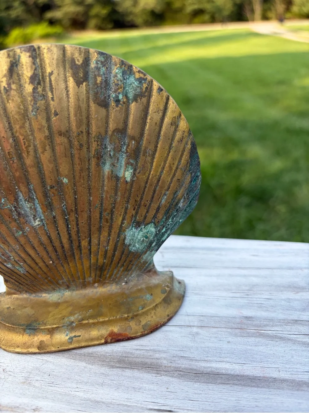 Vintage Solid Brass Clamshell Bookend Sea Shell Pearl Clam  Book End